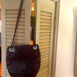 BRIGHTON Leather Bucket Bag Weave 693021